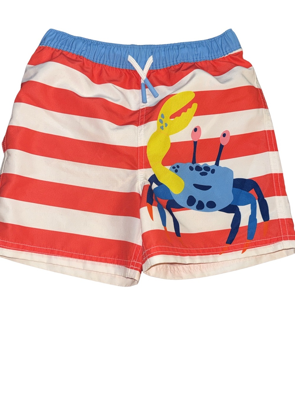 Mini Boden Kids Red, White and Crab Swim Shorts Size 5/6